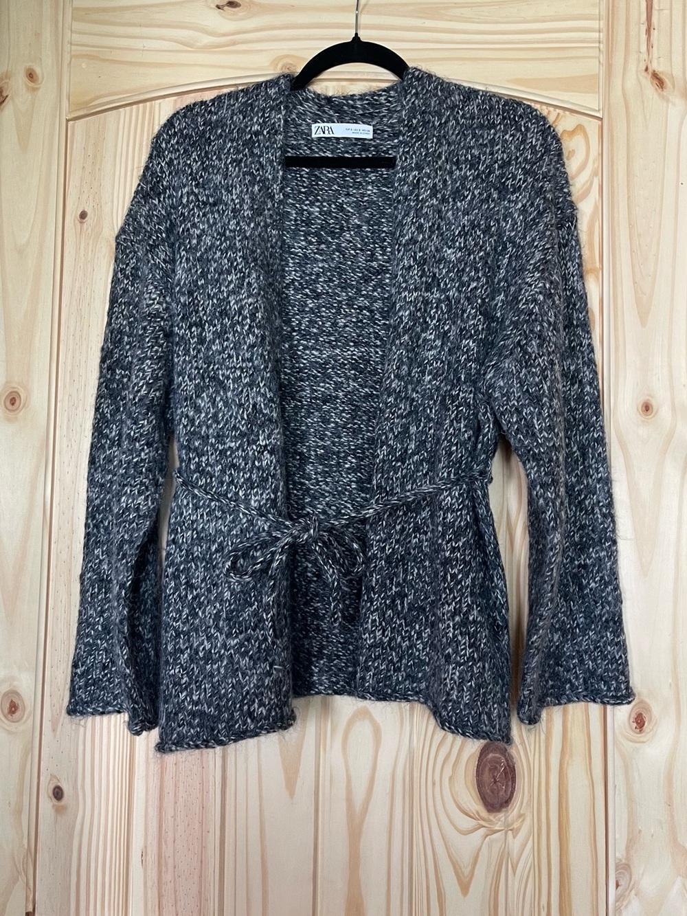 Zara Gray Knit Cardigan with Belt